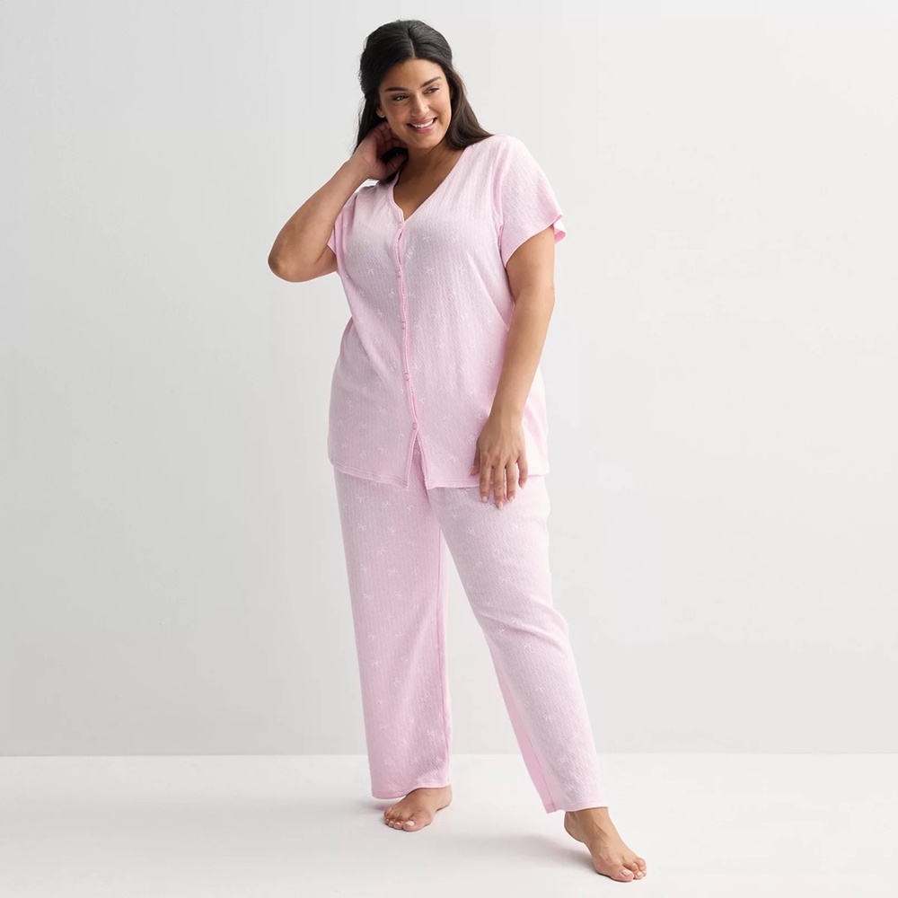 Croft & Barrow SIZE 3X Textured Knit Pajama Top & Pajama Bottoms Set